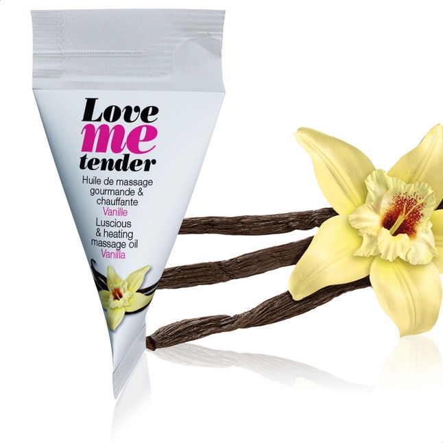 Съедобное согревающее массажное масло Love Me Tender Vanilla с ароматом ванили - 10 мл