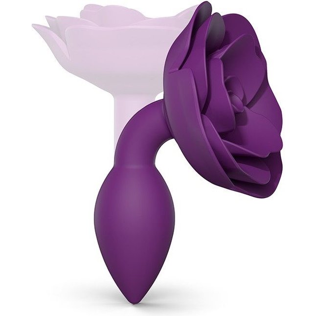 Фиолетовая анальная пробка с ограничителем-розой Open Rose Size S Butt Plug. Фотография 7.