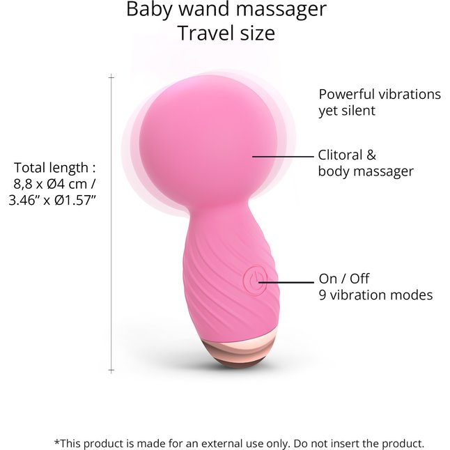 Розовый мини-wand вибратор Itsy Bitsy Mini Wand Vibrator. Фотография 3.