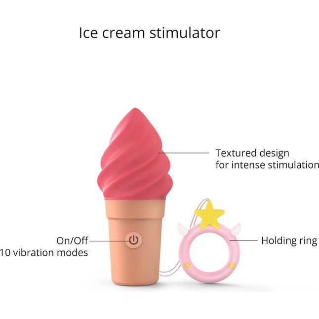 Малиновый мини-вибратор в форме мороженого Candice. Фотография 3.