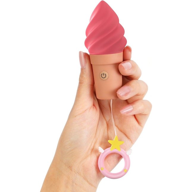 Малиновый мини-вибратор в форме мороженого Candice. Фотография 5.
