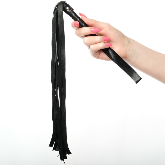 Черная плеть из эко-кожи с витой ручкой - 55 см - Оки-Чпоки