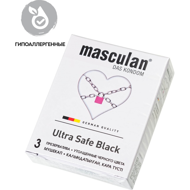 Ультрапрочные презервативы Masculan Ultra Safe Black - 3 шт. Фотография 2.