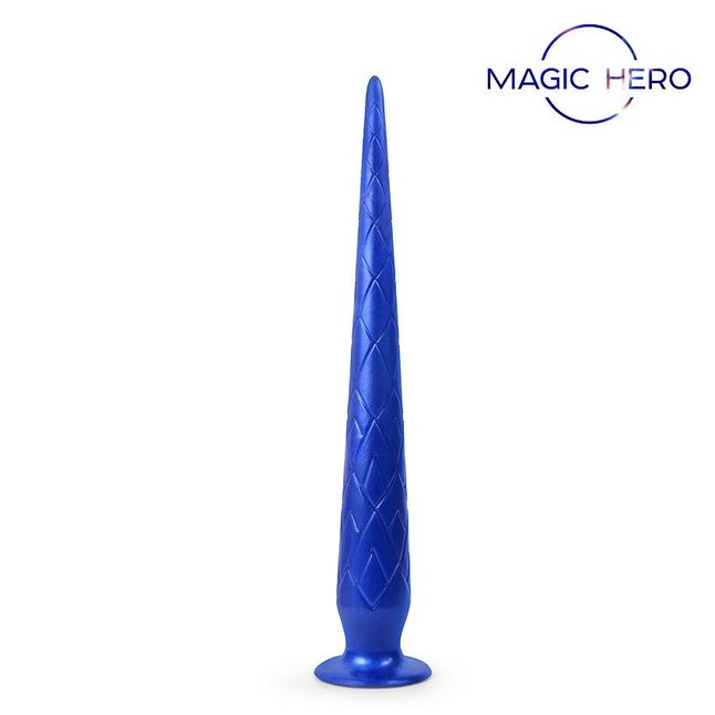 Синий стимулятор с ромбовидным рельефом - 31,5 см - MAGIC HERO