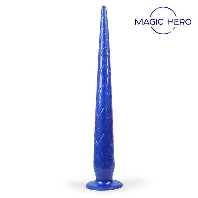 Синий стимулятор с ромбовидным рельефом - 37 см - MAGIC HERO