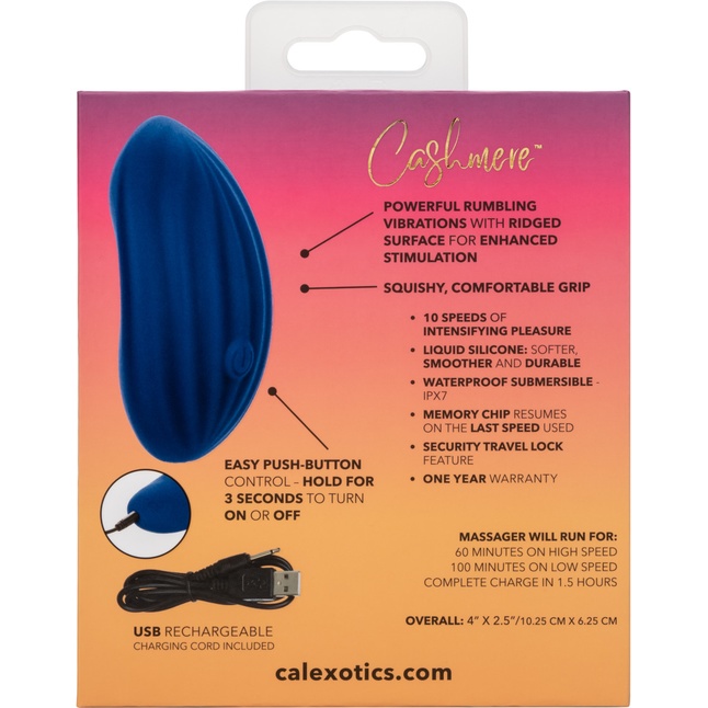Синий вибромассажер Cashmere Velvet Curve - Cashmere. Фотография 5.