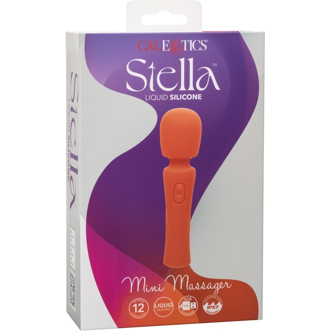 Оранжевый вибромассажер Stella Liquid Silicone Mini Massager - 14,5 см - Stella. Фотография 4.