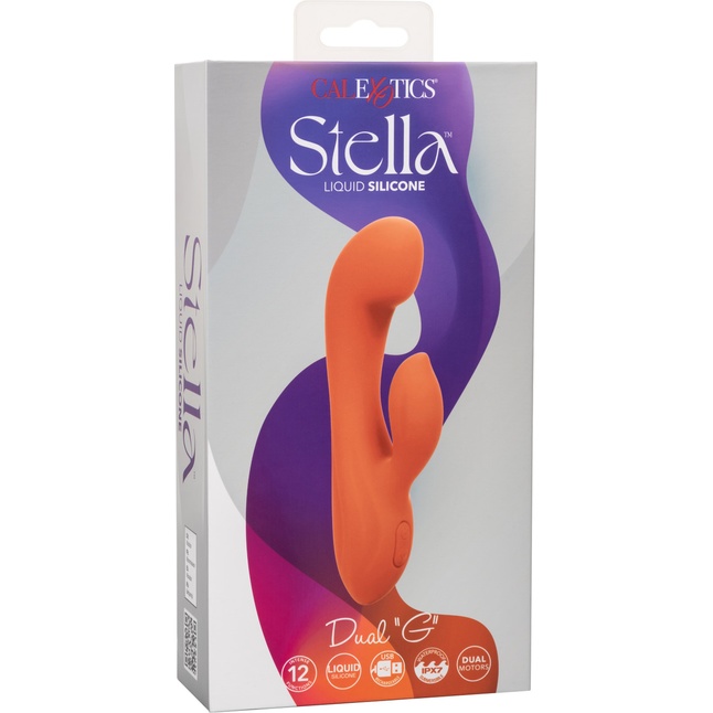 Оранжевый вибромассажер Stella Liquid Silicone Dual “G” - 17,75 см - Stella. Фотография 4.