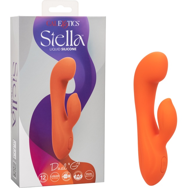 Оранжевый вибромассажер Stella Liquid Silicone Dual “G” - 17,75 см - Stella. Фотография 10.