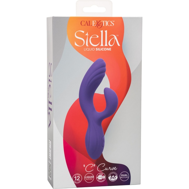 Фиолетовый вибромассажер-кролик Stella Liquid Silicone “C” Curve - 19 см - Stella. Фотография 4.