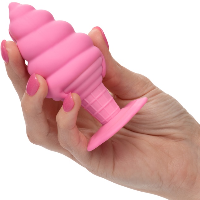 Розовая анальная пробка в виде мороженого Yum Bum Ice Cream Cone Butt Plug - 9,5 см - Naughty Bits. Фотография 2.