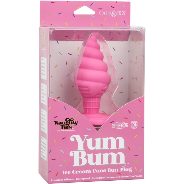 Розовая анальная пробка в виде мороженого Yum Bum Ice Cream Cone Butt Plug - 9,5 см - Naughty Bits. Фотография 4.