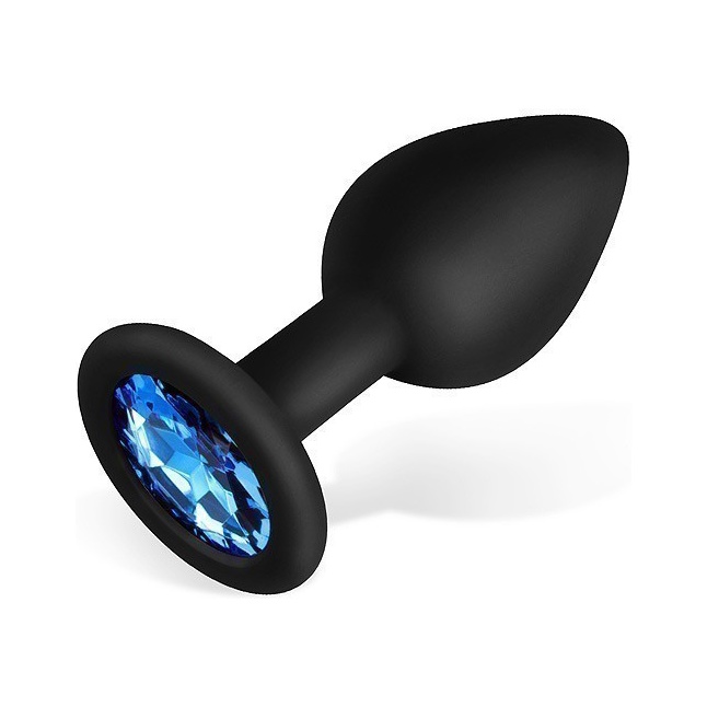Черная силиконовая анальная втулка с синим кристаллом - 7,3 см - SEXY FRIEND СЕКСУАЛЬНАЯ ИГРА