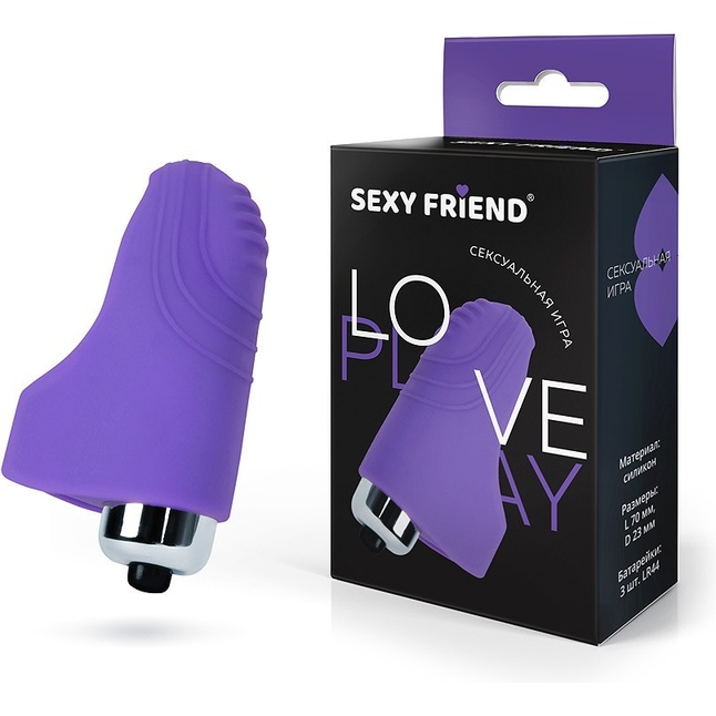 Фиолетовая вибронасадка на палец - SEXY FRIEND СЕКСУАЛЬНАЯ ИГРА. Фотография 2.
