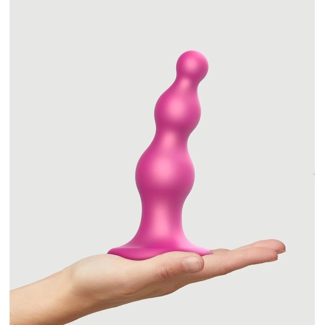 Розовый стимулятор-ёлочка Dildo Plug Beads Framboise Size M - 15 см. Фотография 2.