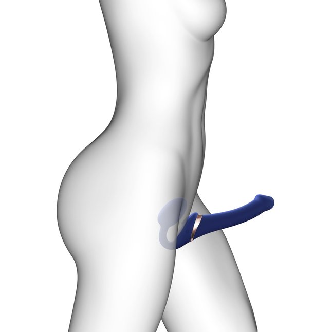Синий безремневой страпон Multi Orgasm Size S с клиторальной стимуляцией. Фотография 3.