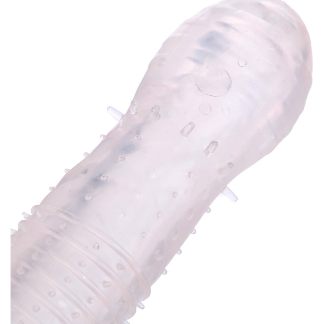 Прозрачная массажная насадка на пенис с рельефом - 12,5 см - Оки-Чпоки. Фотография 2.