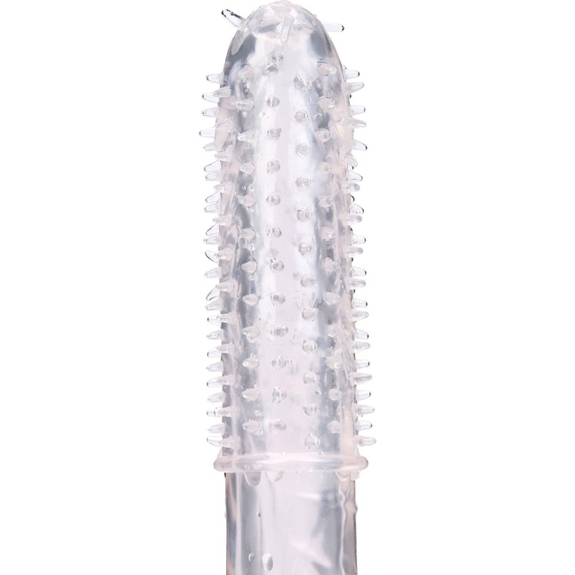 Прозрачная массажная насадка на пенис с усиками - 12,5 см - Оки-Чпоки