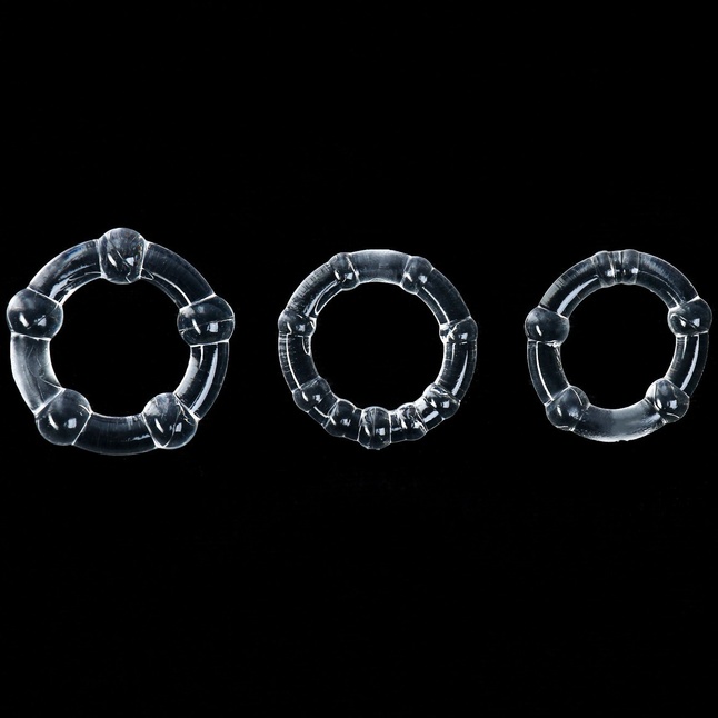 Набор из 3 прозрачных рельефных эрекционных колец - Оки-Чпоки. Фотография 2.