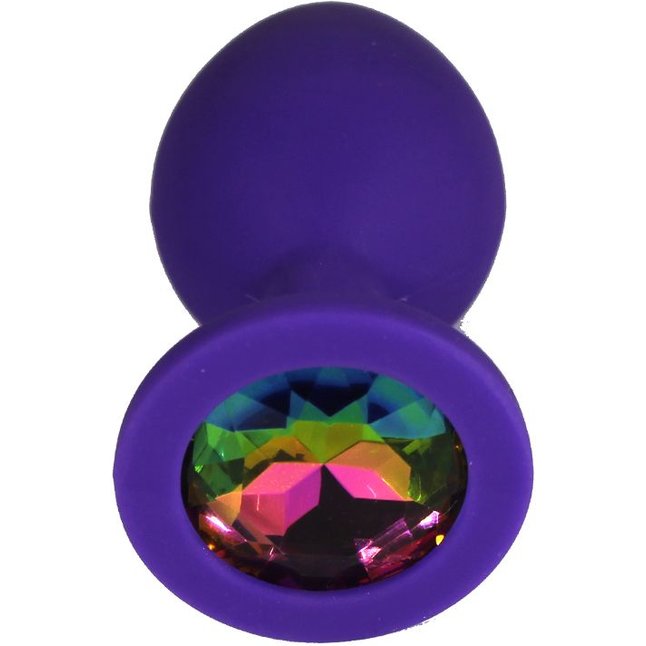 Фиолетовая анальная пробка с радужным кристаллом - 9 см. Фотография 7.