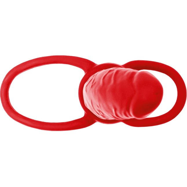 Красная насадка на пенис для двойного проникновения Black Red - 16,5 см - Black Red. Фотография 5.