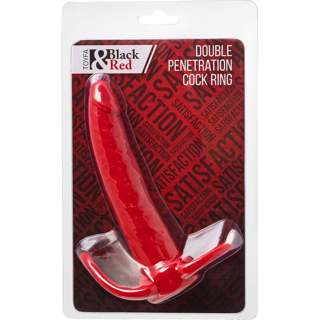 Красная насадка на пенис для двойного проникновения Black Red - 16,5 см - Black Red. Фотография 15.