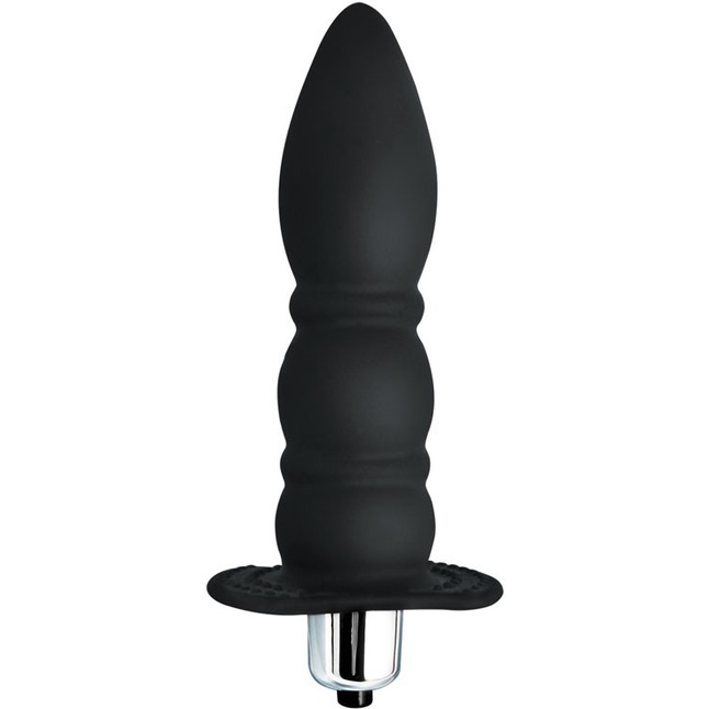 Черный силиконовый анальный вибратор Sex Expert - 13 см - SEX EXPERT