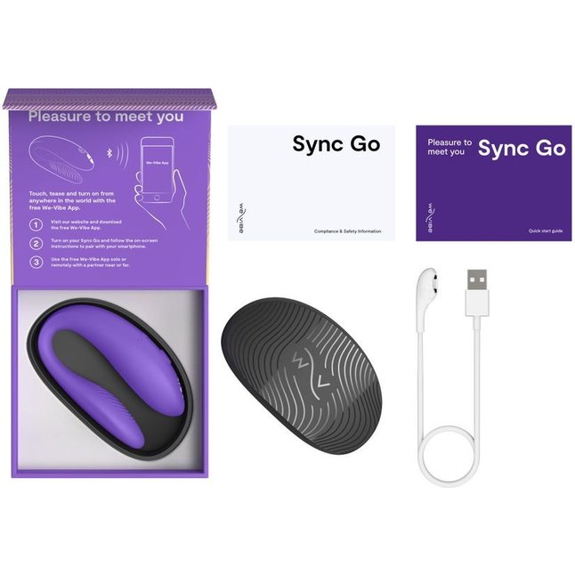 Фиолетовый вибромассажер для пар We-Vibe Sync Go. Фотография 3.