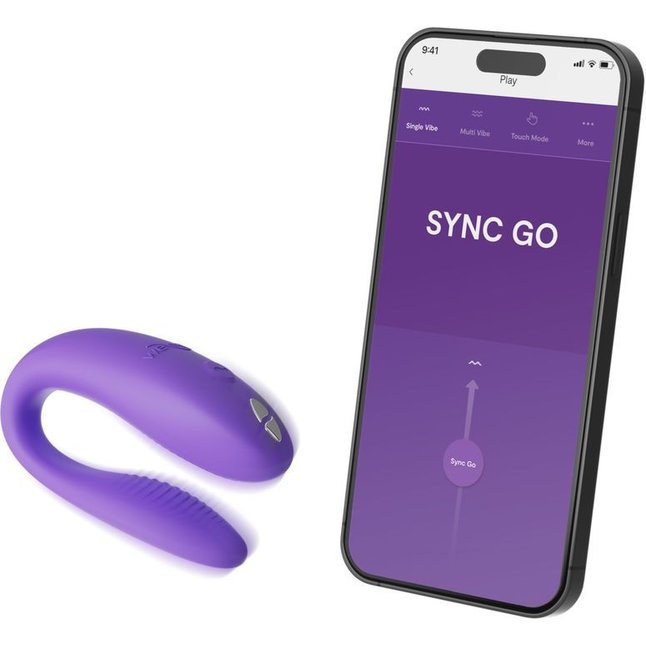 Фиолетовый вибромассажер для пар We-Vibe Sync Go. Фотография 5.