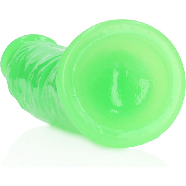Зеленый люминесцентный фаллоимитатор на присоске - 17,5 см - RealRock. Фотография 5.