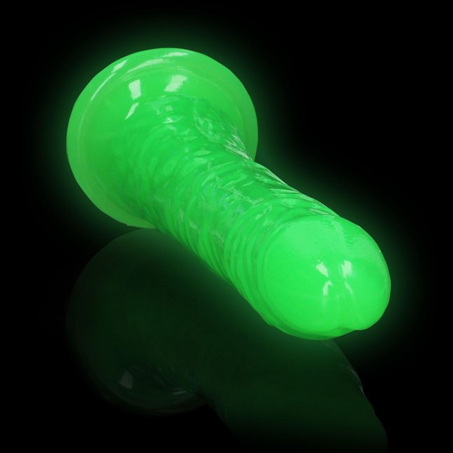 Зеленый люминесцентный фаллоимитатор на присоске - 22 см - RealRock. Фотография 7.