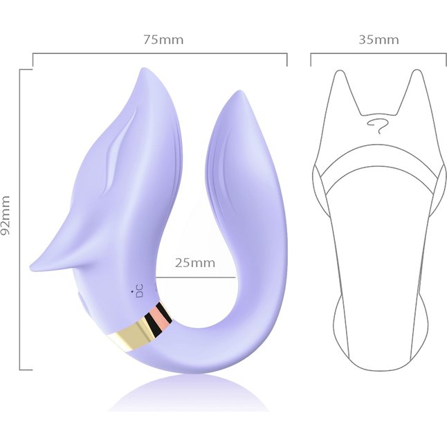 Сиреневый вибромассажер для пар с пультом ДУ. Фотография 6.
