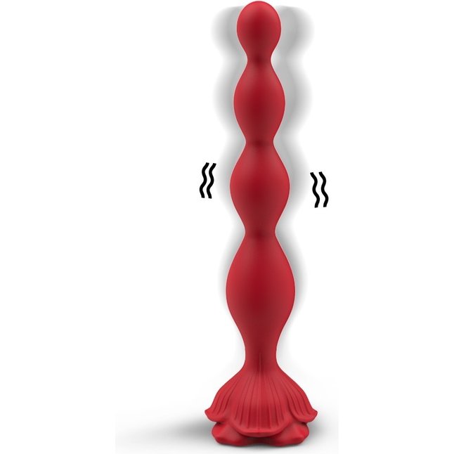 Красный анальный вибромассажер-елочка с пультом ДУ - 19,5 см
