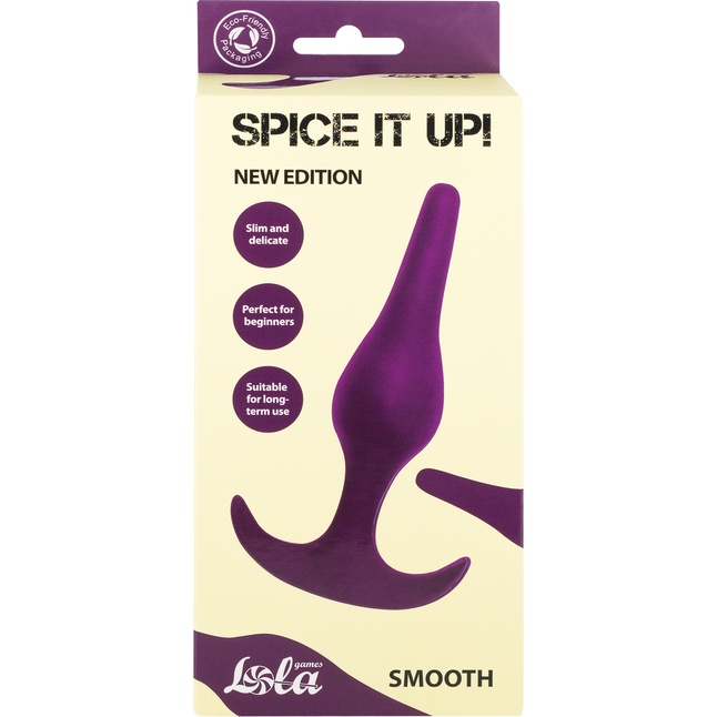 Фиолетовая анальная пробка Smooth - 12,5 см - Spice It Up. Фотография 2.