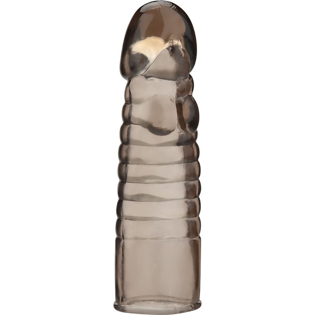 Дымчатая насадка-удлинитель Ribbed Realistic Penis Enhancing Sleeve Extension - 15,2 см