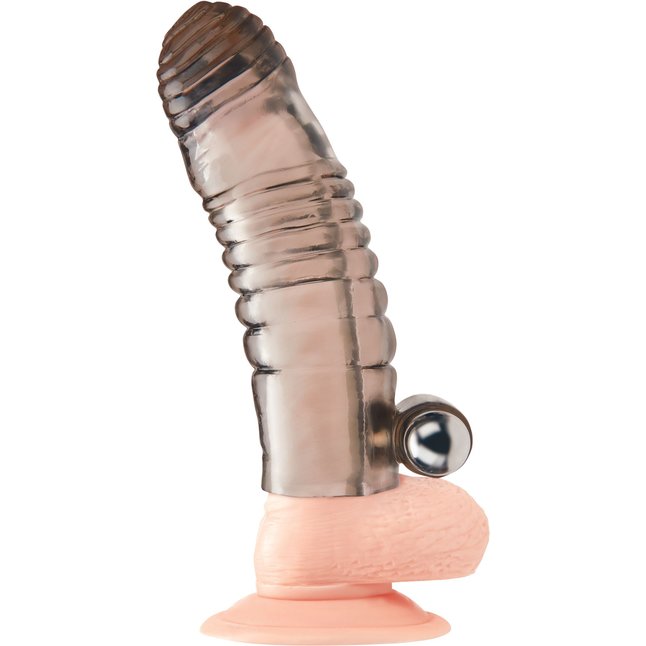 Дымчатая насадка на пенис с вибрацией Vibrating Penis Enhancing Sleeve Extension - 13,3 см. Фотография 2.