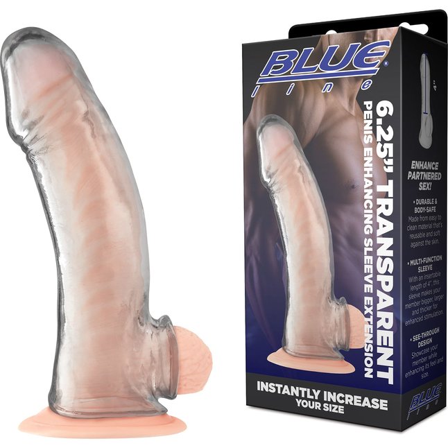 Прозрачная насадка на пенис Transparent Penis Enhancing Sleeve Extension - 15,9 см. Фотография 2.