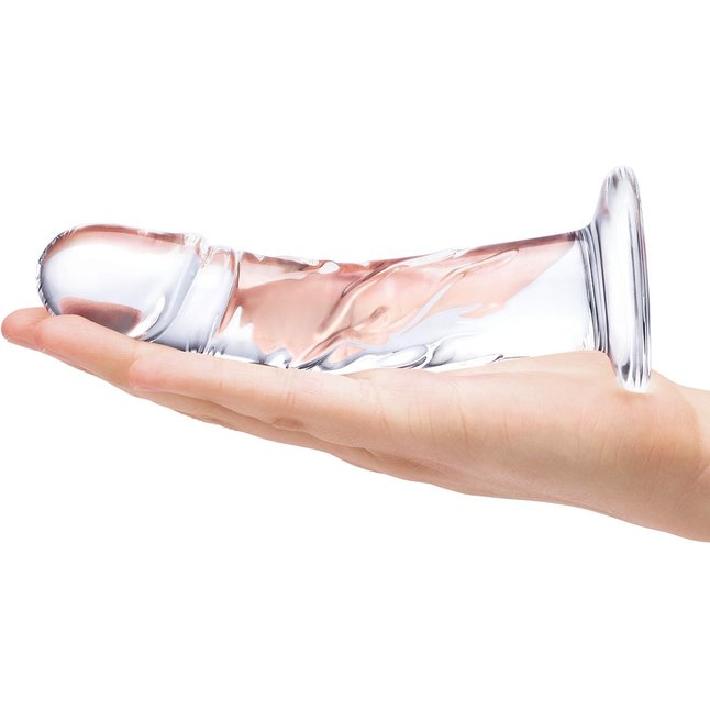 Стеклянный фаллоимитатор из стекла 7’’ Curved Realistic Glass Dildo With Veins - 15,9 см. Фотография 5.