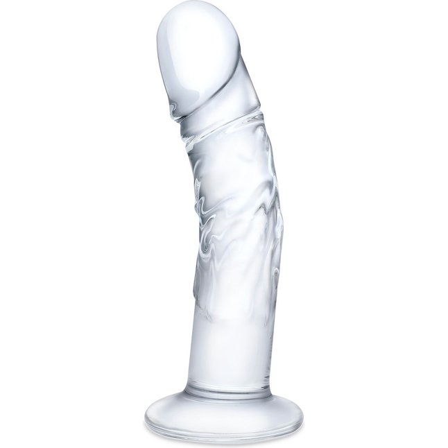 Стеклянный фаллоимитатор из стекла 7’’ Curved Realistic Glass Dildo With Veins - 15,9 см