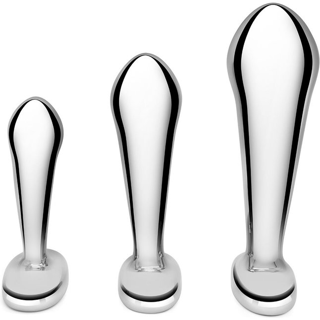 Набор из 3 стальных стимуляторов простаты Stainless Steel P-spot Training Set. Фотография 4.