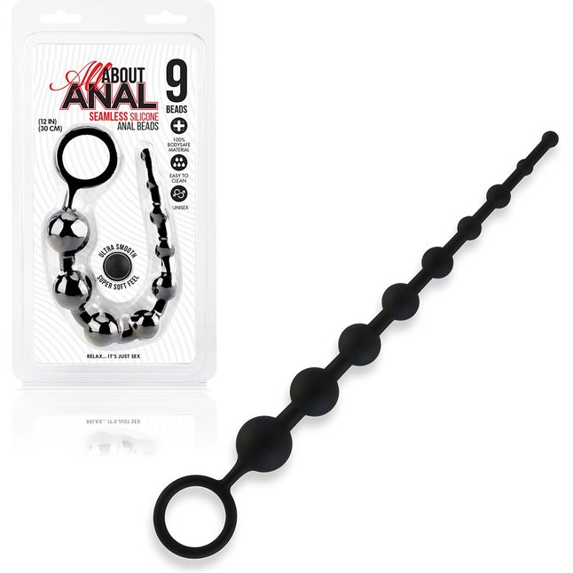 Черные силиконовые анальные бусы Silicone Anal Beads - 30 см. Фотография 2.