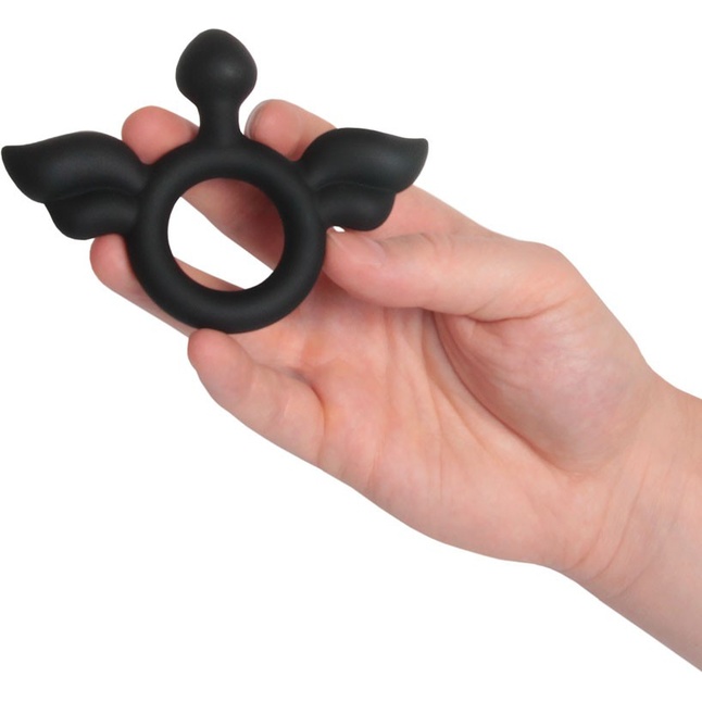 Черное эрекционное кольцо с крылышками - SEX EXPERT. Фотография 2.