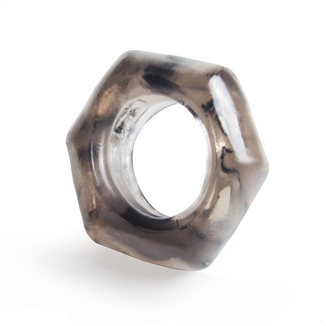 Дымчатое эрекционное кольцо в форме гайки - SEX EXPERT