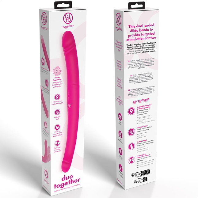 Розовый двусторонний вибромассажер на радиоуправлении Duo Together - 44,5 см. Фотография 11.