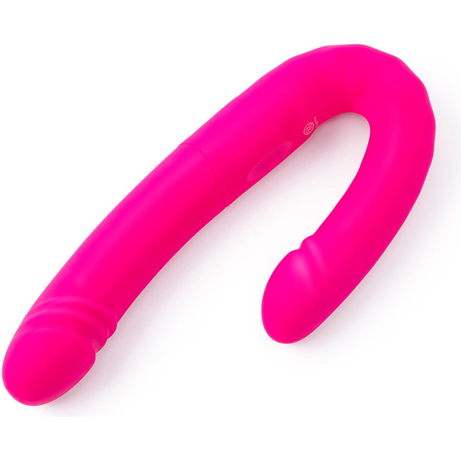 Розовый двусторонний вибромассажер на радиоуправлении Duo Together - 44,5 см. Фотография 9.