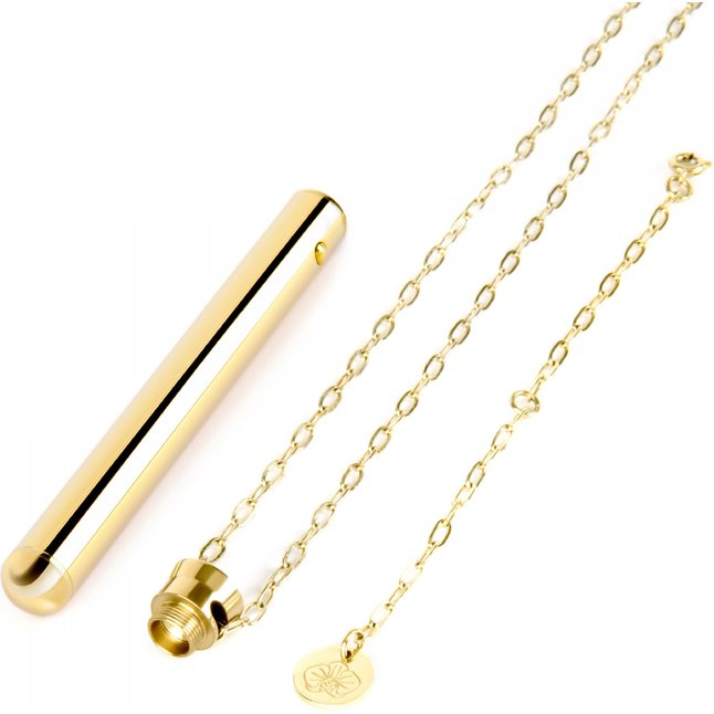 Золотистый вибромассажер-кулон Necklace Vibe. Фотография 4.
