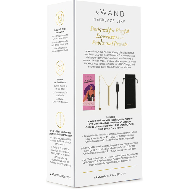 Золотистый вибромассажер-кулон Necklace Vibe. Фотография 9.