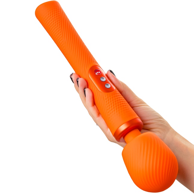 Оранжевый вибромассажер Vim Vibrating Wand - 31,3 см. Фотография 3.