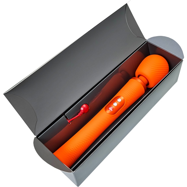 Оранжевый вибромассажер Vim Vibrating Wand - 31,3 см. Фотография 4.