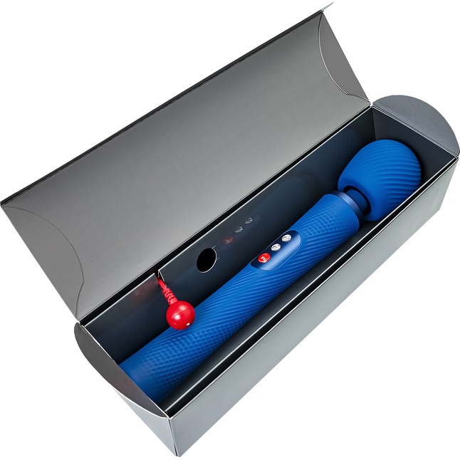 Синий вибромассажер Vim Vibrating Wand - 31,3 см. Фотография 8.